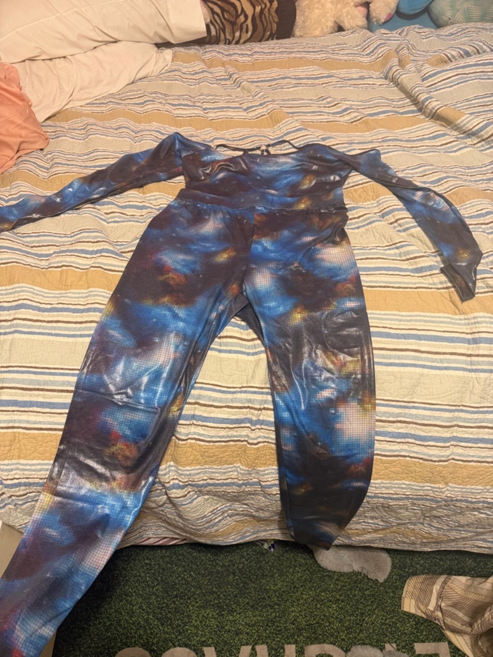 Galaxy Print Two-Piece Lounge Set - Blue Multi